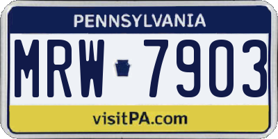 PA license plate MRW7903