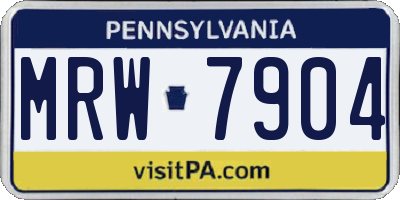 PA license plate MRW7904