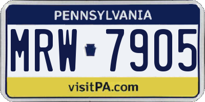 PA license plate MRW7905