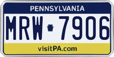 PA license plate MRW7906