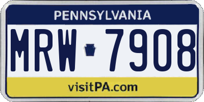 PA license plate MRW7908