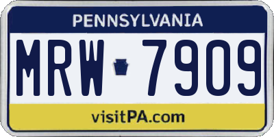 PA license plate MRW7909