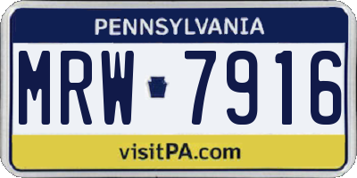 PA license plate MRW7916
