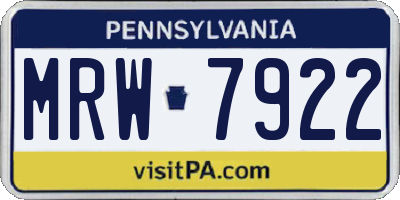 PA license plate MRW7922