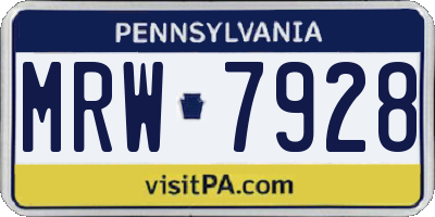 PA license plate MRW7928