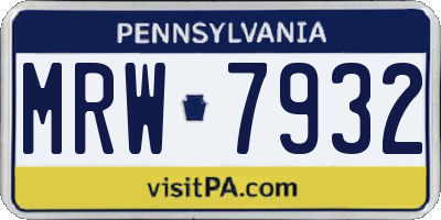 PA license plate MRW7932