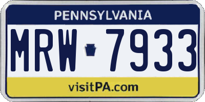 PA license plate MRW7933