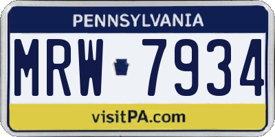 PA license plate MRW7934