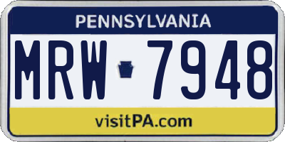PA license plate MRW7948