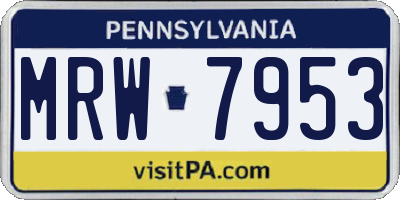 PA license plate MRW7953