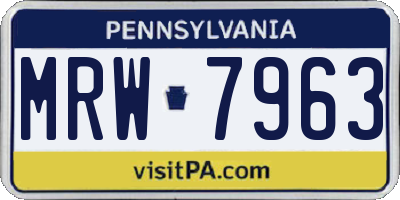 PA license plate MRW7963