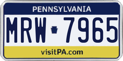 PA license plate MRW7965