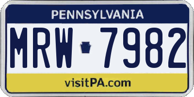PA license plate MRW7982
