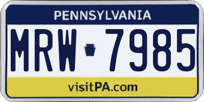PA license plate MRW7985