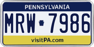 PA license plate MRW7986