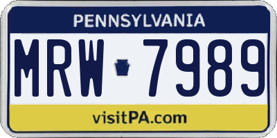 PA license plate MRW7989
