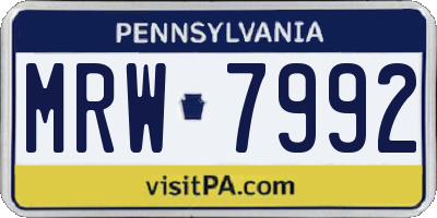 PA license plate MRW7992