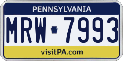 PA license plate MRW7993