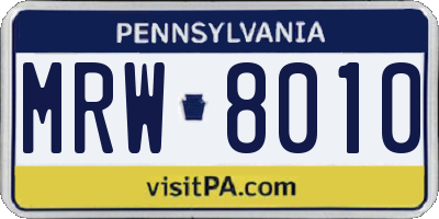 PA license plate MRW8010