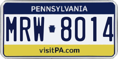 PA license plate MRW8014