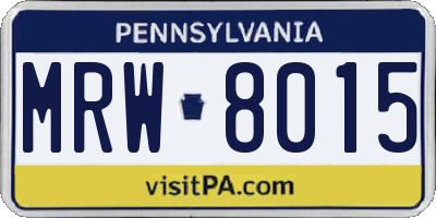 PA license plate MRW8015