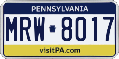 PA license plate MRW8017