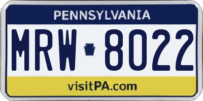 PA license plate MRW8022