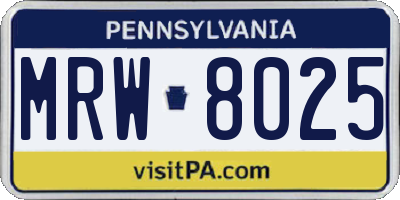 PA license plate MRW8025