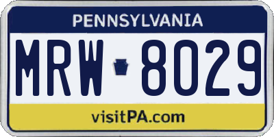 PA license plate MRW8029