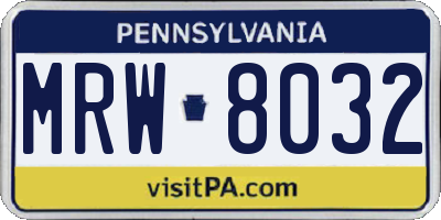 PA license plate MRW8032