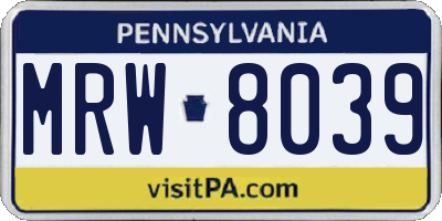 PA license plate MRW8039