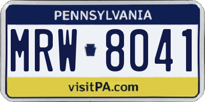 PA license plate MRW8041