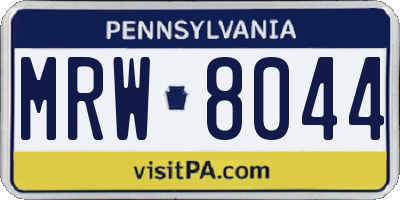 PA license plate MRW8044
