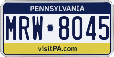 PA license plate MRW8045