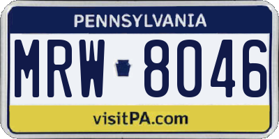 PA license plate MRW8046