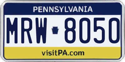 PA license plate MRW8050