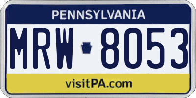 PA license plate MRW8053