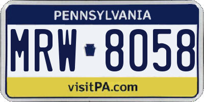 PA license plate MRW8058