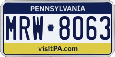 PA license plate MRW8063
