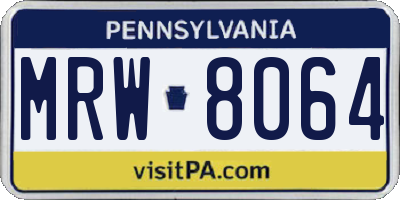 PA license plate MRW8064
