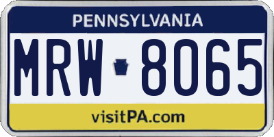 PA license plate MRW8065