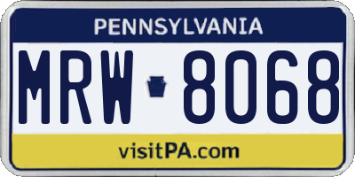 PA license plate MRW8068