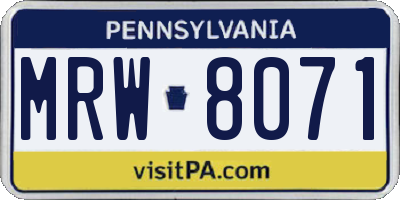 PA license plate MRW8071