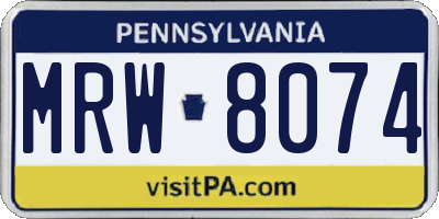 PA license plate MRW8074