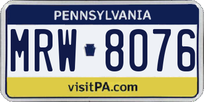 PA license plate MRW8076