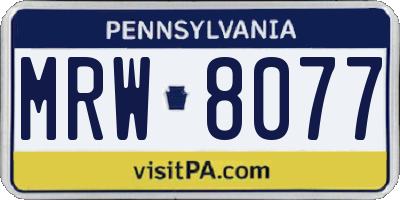 PA license plate MRW8077