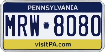PA license plate MRW8080
