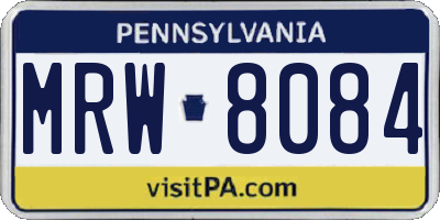 PA license plate MRW8084