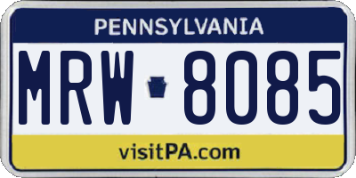 PA license plate MRW8085