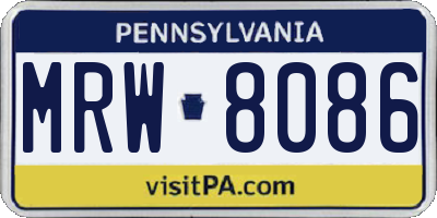 PA license plate MRW8086